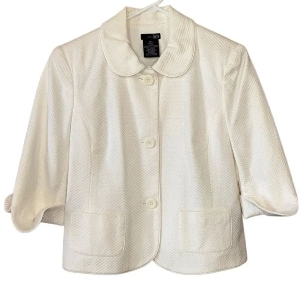 East 5th Women's Cotton Tela Parte Exterior Button Down Blazer in White Size 10P